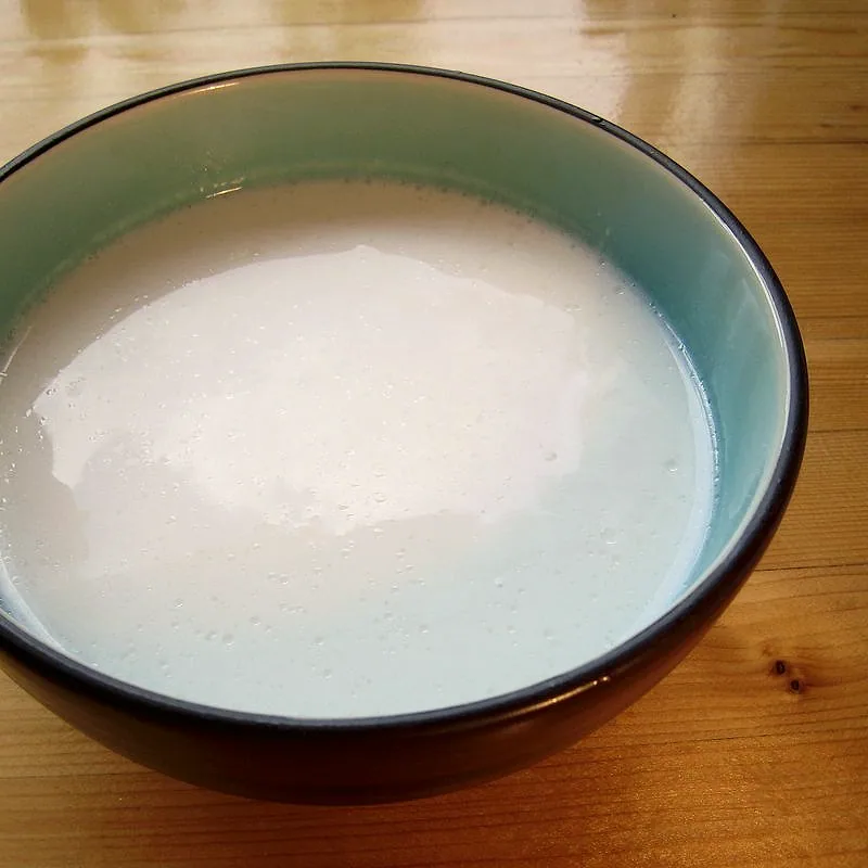 A bowl of white coconut milk