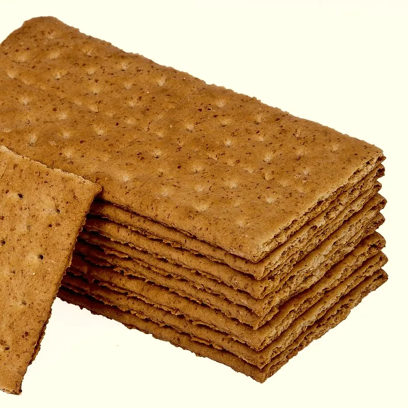 A neat stack of rectangular graham crackers