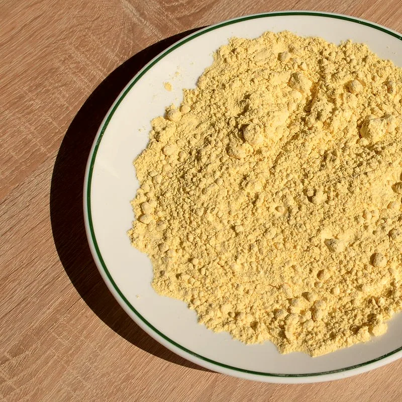 A plate of pale yellow gram flour