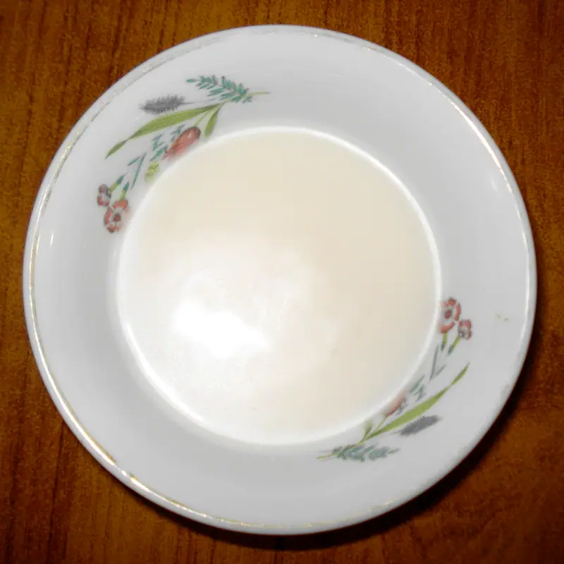 A bowl of pale, creamy coconut milk