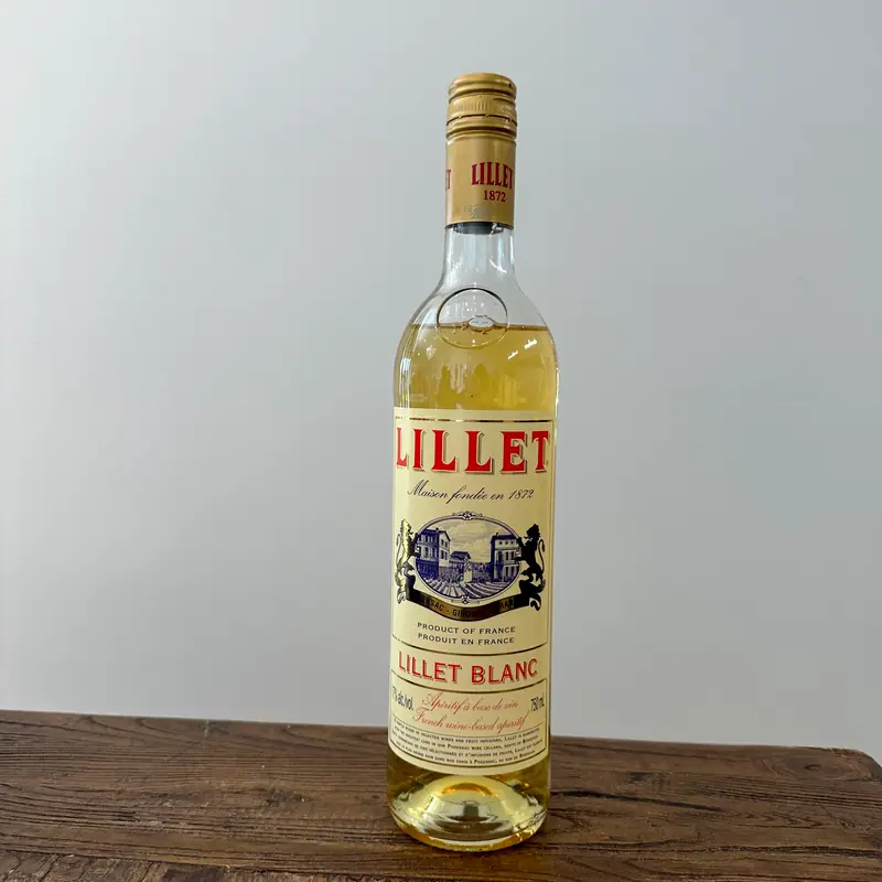 A bottle of Lillet Blanc aperitif wine