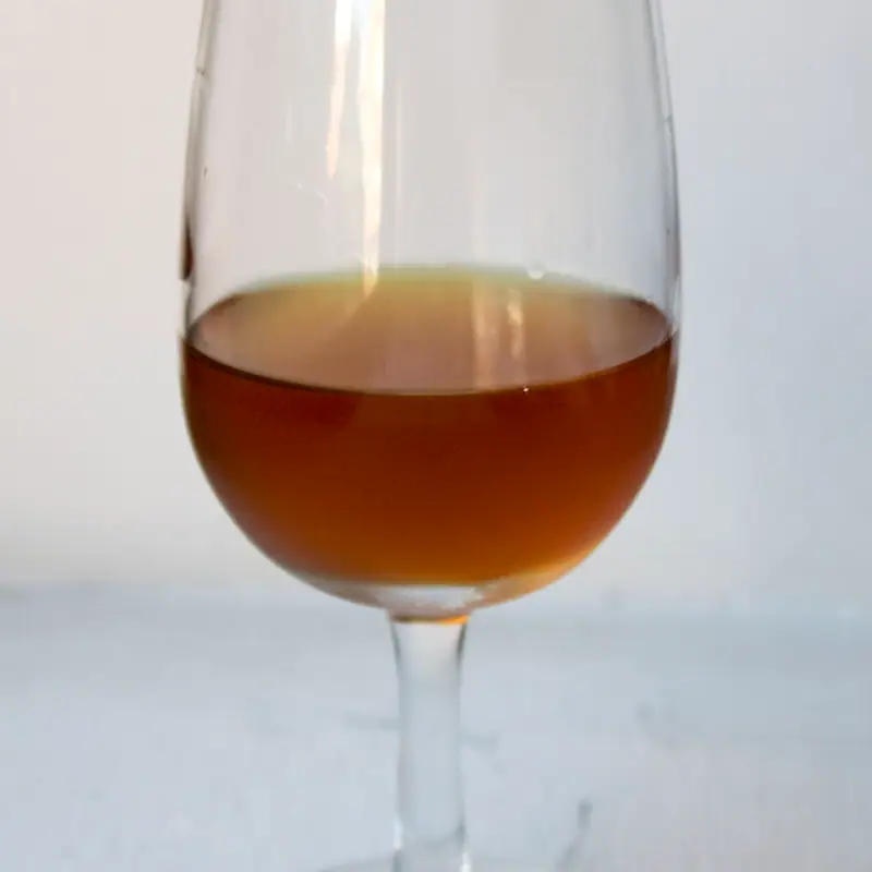 A copita glass of amber amontillado sherry